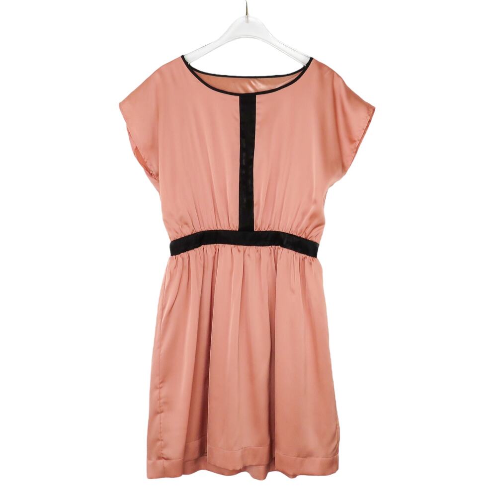 Y2k Forever 21 Pink Satin Black Stripe Sleeveless Dress Medium